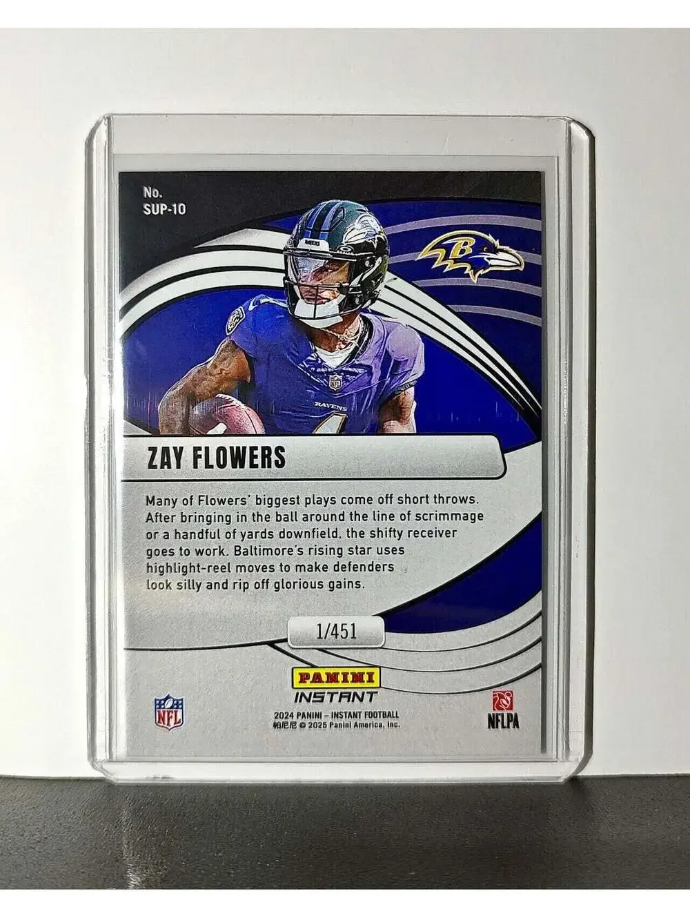 Zay Flowers 2024 Panini Supernova NFL #10 Football Card Baltimore Ravens 1/451